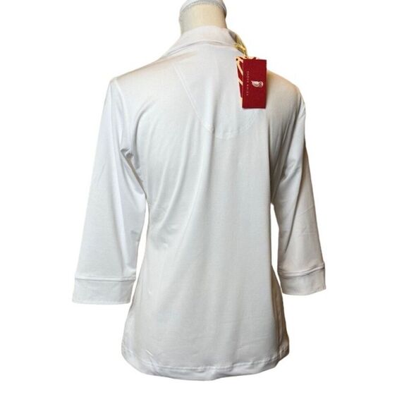 NWT Sport Haley Women's 3/4 Sleeve White Collared Athletic Blouse Small - Picture 4 of 10